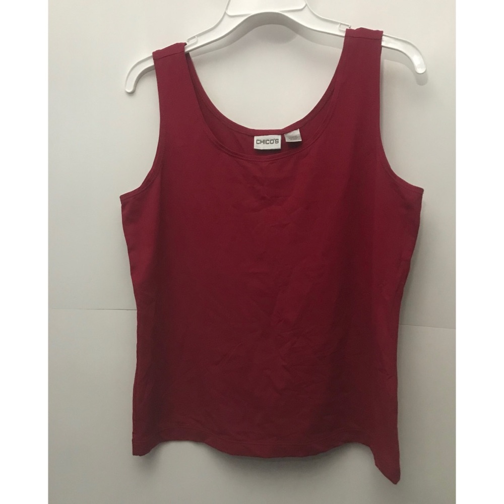 CHICO’S SLEEVELESS TOP RED SIZE 2 BEAUTIFUL SHIRT